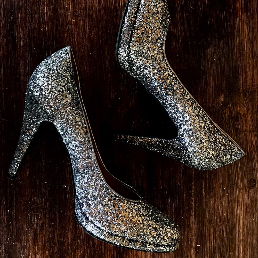 Silver Glitter Nine West Heels